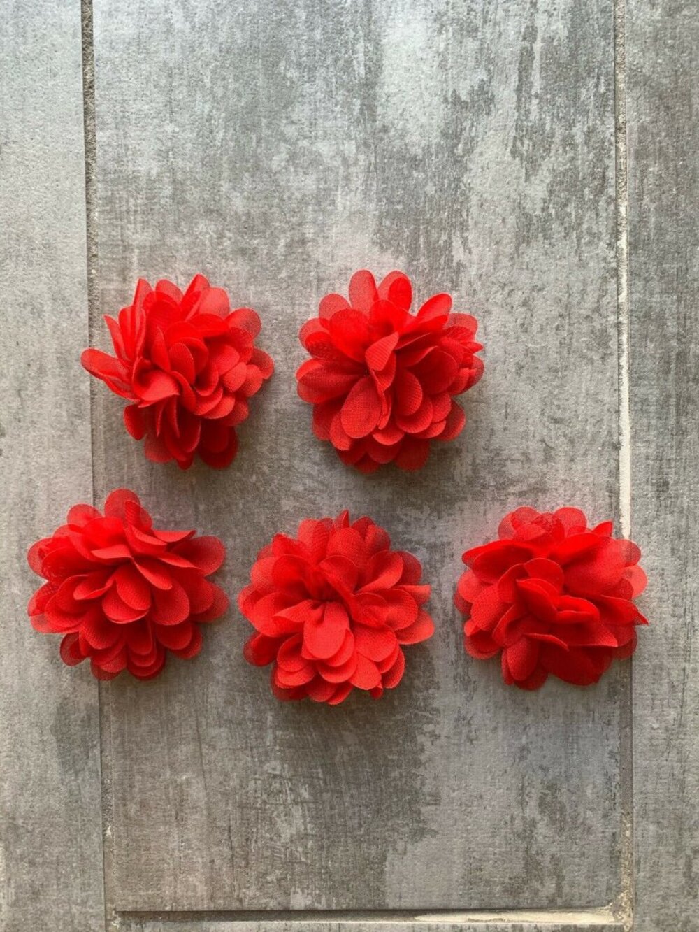 Handmade Set of 5 Chiffon Flower Fridge Refrigerator Magnets Boho Decor RED New